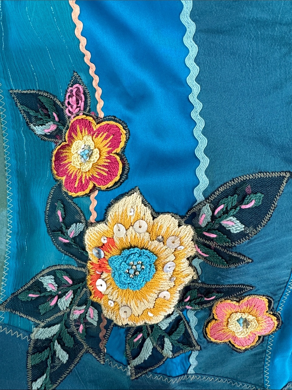 Vintage Sue Wong Silk Embroidered Patchwork Romantic Boho Fairy Dress Size:6 - Picture 4 of 7